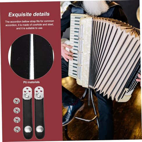 Toyvian Universal Double-Layer Accordion Bellows Buckle Strap with 4 Replacement Metal Fasteners for Accordion Accessories Compact and Lightweight Design 2 Pack in Saudi Arabia