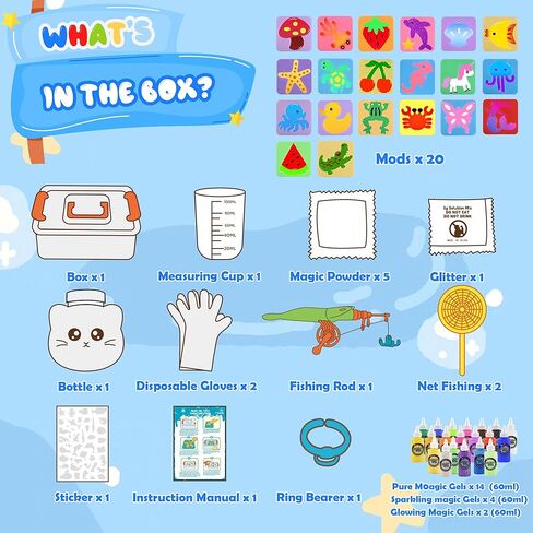 Magic Gel Water Elf Toy Kit, Squishy Making Kit for Kids with 20PCS Aqua Fairy Water Gels & Animal Mold, Gift for Christmas, Easter, Birthday, New Year, Creative Art Craft Girls 5 6 7 8 9 Year Old in Kuwait