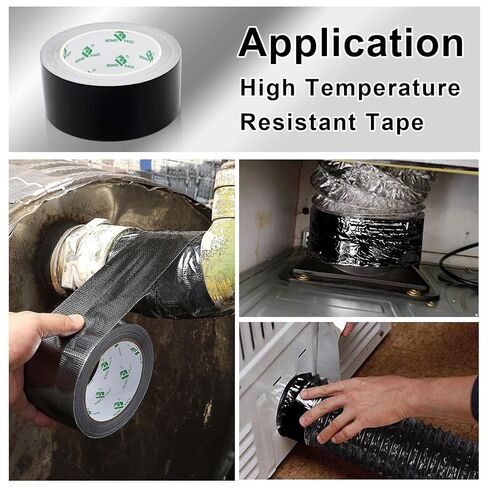 BOMEI PACK Adhesive Black Aluminum Foil Heat Shield Tape Barrier 2in x 66ft, Fiberglass Thermal Insulation Reflective Material High Temp Protection 1Pack in Saudi Arabia