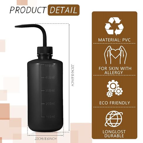 Epakh 6 Pcs 500 ml Tattoo Wash Bottle Water Squirt Bottle Lab Squeeze Bottles Lash Water Bottle Squeezer Safety Rinse Bottle for Eyelash Extensions, Tattoo Supplies, Cleaning, Succulent (Black) in Saudi Arabia
