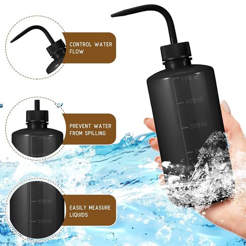 Epakh 6 Pcs 500 ml Tattoo Wash Bottle Water Squirt Bottle Lab Squeeze Bottles Lash Water Bottle Squeezer Safety Rinse Bottle for Eyelash Extensions, Tattoo Supplies, Cleaning, Succulent (Black) in Saudi Arabia