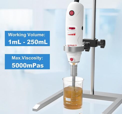 FOUR E'S SCIENTIFIC Lab Homogenizer 8000-30000rpm with Stand, High-Speed Handheld Homogenizer Emulsifier with 10mm 316L Stainless Steel Probe 1mL-250mL in Saudi Arabia