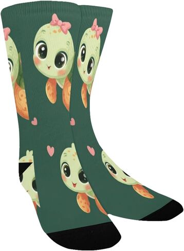 جوارب للمشي على شكل سلاحف باللون الأخضر الداكن - جوارب شتوية حرارية سميكة دافئة للأولاد والبنات للمدرسة، والارتداء اليومي والأنشطة الخارجية in Kuwait