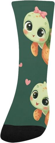 جوارب للمشي على شكل سلاحف باللون الأخضر الداكن - جوارب شتوية حرارية سميكة دافئة للأولاد والبنات للمدرسة، والارتداء اليومي والأنشطة الخارجية in Kuwait