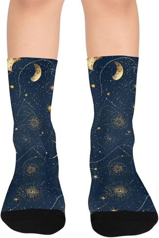 جوارب المشي لمسافات طويلة بطبعة القمر الذهبي - جوارب شتوية حرارية سميكة دافئة للأطفال الصغار للأولاد والبنات للمدرسة، والارتداء اليومي والأنشطة الخارجية in Kuwait