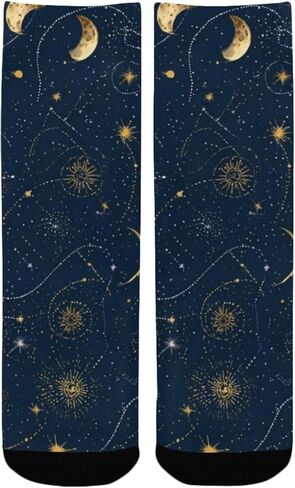 جوارب المشي لمسافات طويلة بطبعة القمر الذهبي - جوارب شتوية حرارية سميكة دافئة للأطفال الصغار للأولاد والبنات للمدرسة، والارتداء اليومي والأنشطة الخارجية in Kuwait