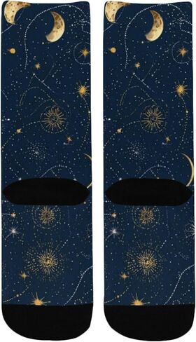جوارب المشي لمسافات طويلة بطبعة القمر الذهبي - جوارب شتوية حرارية سميكة دافئة للأطفال الصغار للأولاد والبنات للمدرسة، والارتداء اليومي والأنشطة الخارجية in Kuwait