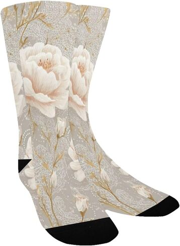 جوارب بيج للتنزه سيرًا على الأقدام من الدانتيل بطبعة زهور - جوارب شتوية حرارية سميكة دافئة للأطفال الصغار للأولاد والبنات للمدرسة، والارتداء اليومي والأنشطة الخارجية in Kuwait