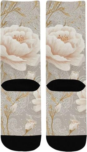 جوارب بيج للتنزه سيرًا على الأقدام من الدانتيل بطبعة زهور - جوارب شتوية حرارية سميكة دافئة للأطفال الصغار للأولاد والبنات للمدرسة، والارتداء اليومي والأنشطة الخارجية in Kuwait