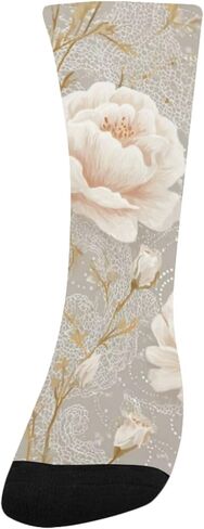 جوارب بيج للتنزه سيرًا على الأقدام من الدانتيل بطبعة زهور - جوارب شتوية حرارية سميكة دافئة للأطفال الصغار للأولاد والبنات للمدرسة، والارتداء اليومي والأنشطة الخارجية in Kuwait