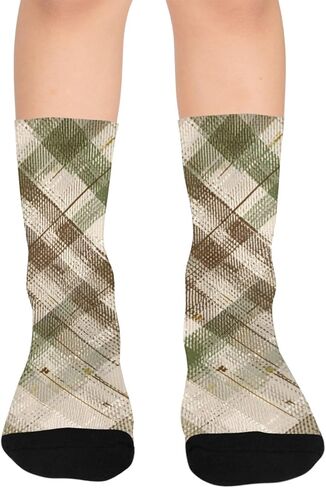 جوارب المشي لمسافات طويلة بطبعة مربعات ريفية - جوارب شتوية حرارية سميكة دافئة للأولاد والبنات الصغار للمدرسة، والارتداء اليومي والأنشطة الخارجية in Kuwait