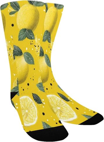 جوارب المشي لمسافات طويلة بطباعة الليمون الطازج باللون الأصفر - جوارب شتوية حرارية سميكة دافئة للأولاد والبنات للمدرسة، والارتداء اليومي والأنشطة الخارجية in Kuwait