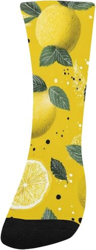 جوارب المشي لمسافات طويلة بطباعة الليمون الطازج باللون الأصفر - جوارب شتوية حرارية سميكة دافئة للأولاد والبنات للمدرسة، والارتداء اليومي والأنشطة الخارجية in Kuwait