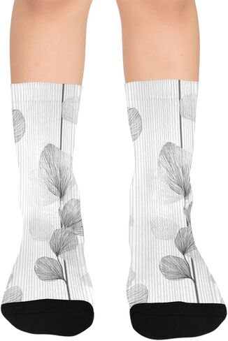 جوارب المشي لمسافات طويلة باللون الرمادي من Art Minimal Leaves - جوارب شتوية حرارية سميكة دافئة للأولاد والبنات للمدرسة، والارتداء اليومي والأنشطة الخارجية in Kuwait