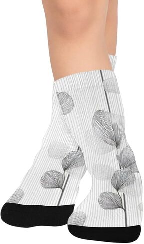 جوارب المشي لمسافات طويلة باللون الرمادي من Art Minimal Leaves - جوارب شتوية حرارية سميكة دافئة للأولاد والبنات للمدرسة، والارتداء اليومي والأنشطة الخارجية in Kuwait