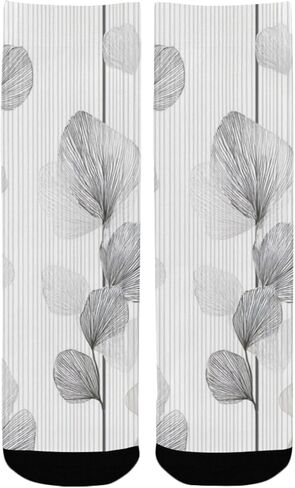 جوارب المشي لمسافات طويلة باللون الرمادي من Art Minimal Leaves - جوارب شتوية حرارية سميكة دافئة للأولاد والبنات للمدرسة، والارتداء اليومي والأنشطة الخارجية in Kuwait