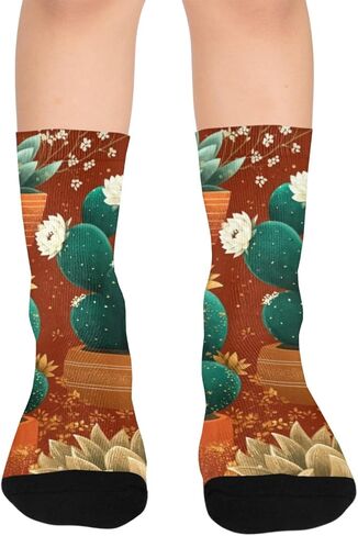 جوارب ديزرت كاكتوس جاردن ريترو للمشي لمسافات طويلة - جوارب شتوية حرارية سميكة دافئة للأطفال الصغار للأولاد والبنات للمدرسة، والارتداء اليومي والأنشطة الخارجية in Kuwait