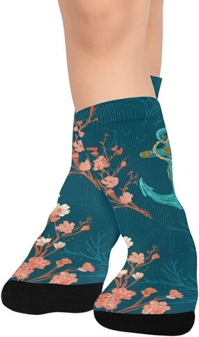 جوارب المشي لمسافات طويلة بطبعة أزهار بحرية - جوارب شتوية حرارية سميكة دافئة للأولاد والبنات الصغار للمدرسة، والارتداء اليومي والأنشطة الخارجية in Kuwait