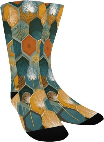 جوارب التنزه سيرًا على الأقدام بتصميم هندسي زهري عتيق - جوارب شتوية حرارية سميكة دافئة للأولاد والبنات الصغار للمدرسة، والارتداء اليومي والأنشطة الخارجية in Kuwait