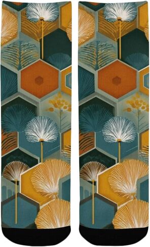 جوارب التنزه سيرًا على الأقدام بتصميم هندسي زهري عتيق - جوارب شتوية حرارية سميكة دافئة للأولاد والبنات الصغار للمدرسة، والارتداء اليومي والأنشطة الخارجية in Kuwait