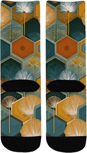 جوارب التنزه سيرًا على الأقدام بتصميم هندسي زهري عتيق - جوارب شتوية حرارية سميكة دافئة للأولاد والبنات الصغار للمدرسة، والارتداء اليومي والأنشطة الخارجية in Kuwait