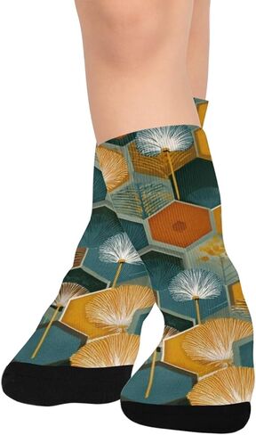 جوارب التنزه سيرًا على الأقدام بتصميم هندسي زهري عتيق - جوارب شتوية حرارية سميكة دافئة للأولاد والبنات الصغار للمدرسة، والارتداء اليومي والأنشطة الخارجية in Kuwait