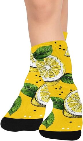 جوارب المشي لمسافات طويلة بطبعة ليمون طازج - جوارب شتوية حرارية سميكة دافئة للأطفال الصغار للأولاد والبنات للمدرسة، والارتداء اليومي والأنشطة الخارجية in Kuwait