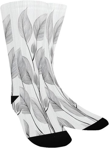 جوارب Art Minimal Leaf Gray للمشي لمسافات طويلة - جوارب شتوية حرارية سميكة دافئة للأولاد والبنات للمدرسة، والارتداء اليومي والأنشطة الخارجية in Kuwait