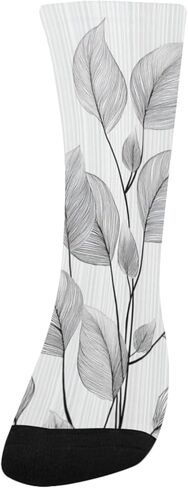 جوارب Art Minimal Leaf Gray للمشي لمسافات طويلة - جوارب شتوية حرارية سميكة دافئة للأولاد والبنات للمدرسة، والارتداء اليومي والأنشطة الخارجية in Kuwait
