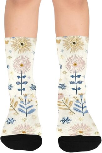 جوارب التنزه سيرًا على الأقدام من Pastel Blue Deers Blooms - جوارب شتوية حرارية سميكة دافئة للأولاد والبنات للمدرسة، والارتداء اليومي والأنشطة الخارجية in Kuwait