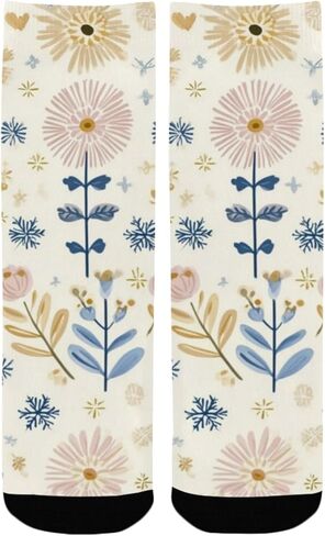 جوارب التنزه سيرًا على الأقدام من Pastel Blue Deers Blooms - جوارب شتوية حرارية سميكة دافئة للأولاد والبنات للمدرسة، والارتداء اليومي والأنشطة الخارجية in Kuwait