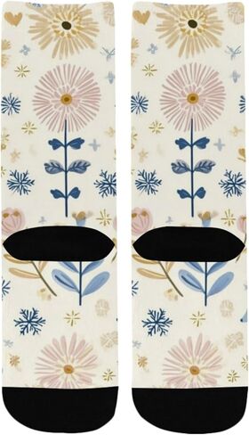 جوارب التنزه سيرًا على الأقدام من Pastel Blue Deers Blooms - جوارب شتوية حرارية سميكة دافئة للأولاد والبنات للمدرسة، والارتداء اليومي والأنشطة الخارجية in Kuwait