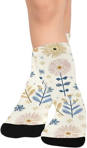 جوارب التنزه سيرًا على الأقدام من Pastel Blue Deers Blooms - جوارب شتوية حرارية سميكة دافئة للأولاد والبنات للمدرسة، والارتداء اليومي والأنشطة الخارجية in Kuwait