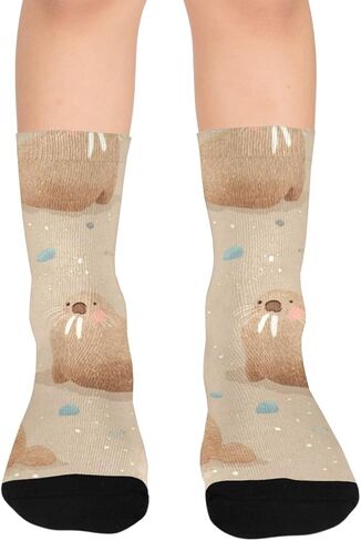 جوارب لطيفة للمشي لمسافات طويلة مطبوعة على شكل حيوان الفظ - جوارب شتوية حرارية سميكة دافئة للأطفال الصغار للأولاد والبنات للمدرسة، والارتداء اليومي والأنشطة الخارجية in Kuwait