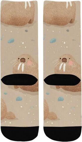 جوارب لطيفة للمشي لمسافات طويلة مطبوعة على شكل حيوان الفظ - جوارب شتوية حرارية سميكة دافئة للأطفال الصغار للأولاد والبنات للمدرسة، والارتداء اليومي والأنشطة الخارجية in Kuwait