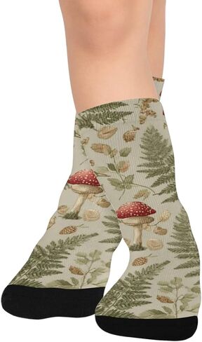 جوارب المشي لمسافات طويلة باللون الأخضر على شكل فطر وودلاند - جوارب شتوية حرارية سميكة دافئة للأولاد والبنات للمدرسة، والارتداء اليومي والأنشطة الخارجية in Kuwait