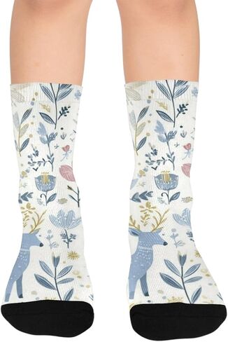 جوارب التنزه سيرًا على الأقدام من Pastel Blue Deer Blooms - جوارب شتوية حرارية سميكة دافئة للأولاد والبنات للمدرسة، والارتداء اليومي والأنشطة الخارجية in Kuwait