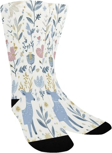 جوارب التنزه سيرًا على الأقدام من Pastel Blue Deer Blooms - جوارب شتوية حرارية سميكة دافئة للأولاد والبنات للمدرسة، والارتداء اليومي والأنشطة الخارجية in Kuwait