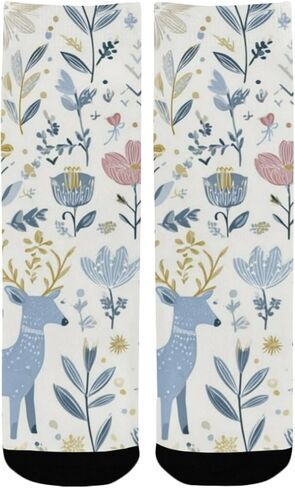 جوارب التنزه سيرًا على الأقدام من Pastel Blue Deer Blooms - جوارب شتوية حرارية سميكة دافئة للأولاد والبنات للمدرسة، والارتداء اليومي والأنشطة الخارجية in Kuwait