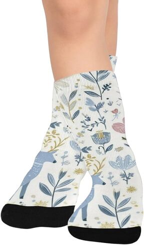 جوارب التنزه سيرًا على الأقدام من Pastel Blue Deer Blooms - جوارب شتوية حرارية سميكة دافئة للأولاد والبنات للمدرسة، والارتداء اليومي والأنشطة الخارجية in Kuwait