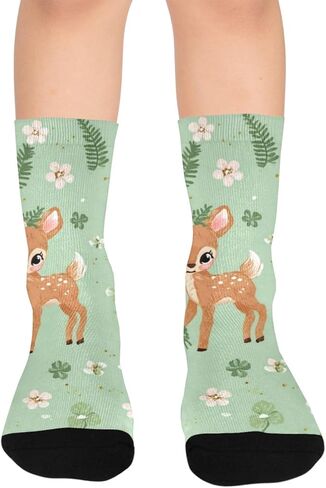 جوارب للتنزه سيرًا على الأقدام بطباعة زهور ظبي - جوارب شتوية حرارية سميكة دافئة للأولاد والبنات الصغار للمدرسة، والارتداء اليومي والأنشطة الخارجية in Kuwait