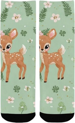 جوارب للتنزه سيرًا على الأقدام بطباعة زهور ظبي - جوارب شتوية حرارية سميكة دافئة للأولاد والبنات الصغار للمدرسة، والارتداء اليومي والأنشطة الخارجية in Kuwait