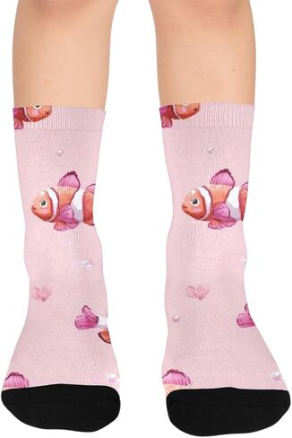 جوارب مشي باللون الوردي على شكل سمكة المهرج - جوارب شتوية حرارية سميكة دافئة للأولاد والبنات الصغار للمدرسة، والارتداء اليومي والأنشطة الخارجية in Kuwait