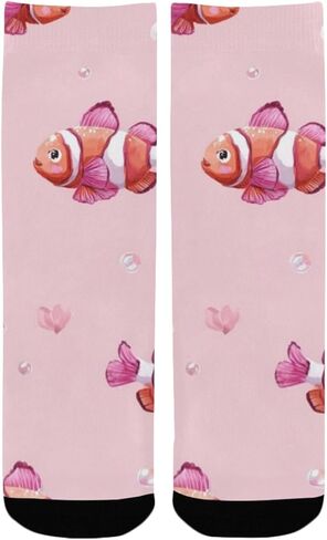 جوارب مشي باللون الوردي على شكل سمكة المهرج - جوارب شتوية حرارية سميكة دافئة للأولاد والبنات الصغار للمدرسة، والارتداء اليومي والأنشطة الخارجية in Kuwait