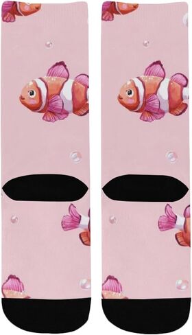 جوارب مشي باللون الوردي على شكل سمكة المهرج - جوارب شتوية حرارية سميكة دافئة للأولاد والبنات الصغار للمدرسة، والارتداء اليومي والأنشطة الخارجية in Kuwait