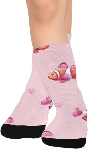 جوارب مشي باللون الوردي على شكل سمكة المهرج - جوارب شتوية حرارية سميكة دافئة للأولاد والبنات الصغار للمدرسة، والارتداء اليومي والأنشطة الخارجية in Kuwait