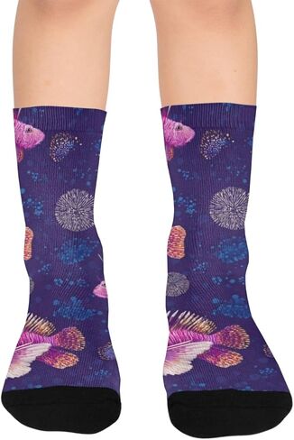 جوارب التنزه سيرًا على الأقدام باللون الكحلي النابضة بالحياة - جوارب شتوية سميكة دافئة للأولاد والبنات الصغار للمدرسة، والارتداء اليومي والأنشطة الخارجية in Kuwait