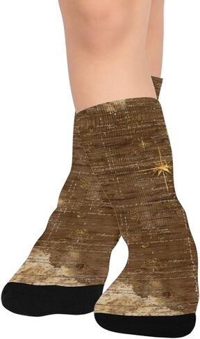 جوارب المشي لمسافات طويلة باللون البني بخريطة بحرية عتيقة - جوارب شتوية حرارية سميكة دافئة للأطفال الصغار للأولاد والبنات للمدرسة، والارتداء اليومي والأنشطة الخارجية in Kuwait