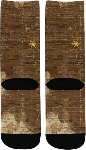 جوارب المشي لمسافات طويلة باللون البني بخريطة بحرية عتيقة - جوارب شتوية حرارية سميكة دافئة للأطفال الصغار للأولاد والبنات للمدرسة، والارتداء اليومي والأنشطة الخارجية in Kuwait