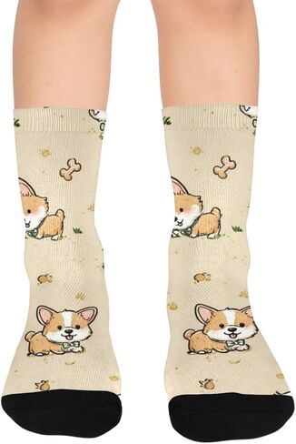 جوارب كورجي بنية لطيفة مرحة للمشي لمسافات طويلة - جوارب شتوية حرارية سميكة دافئة للأولاد والبنات للمدرسة، والارتداء اليومي والأنشطة الخارجية in Kuwait